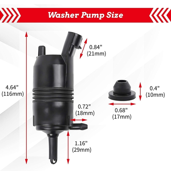 OTUAYAUTO QWP022 Front Windshield Washer Pump w/Grommet - Picture 2 of 7